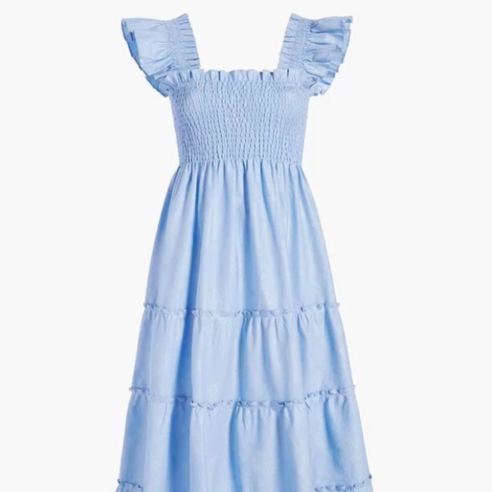 Hill House Nap Dress light blue with shimmer thread